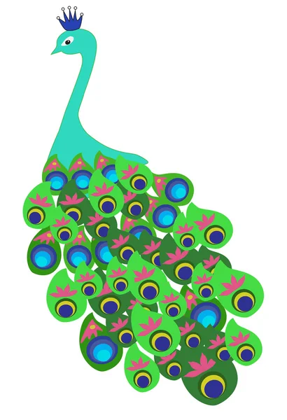 Dekorativa indisk påfågel isolerade — Stock vektor