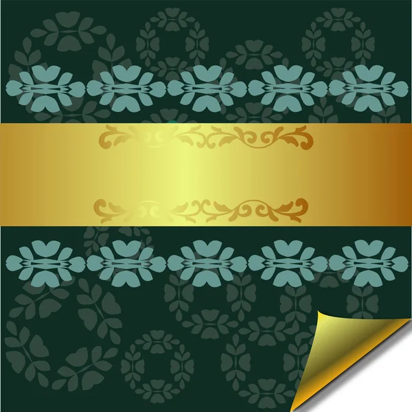 Abstrakte Grußkarte mit goldenen und grünen Elementen — Stockvektor