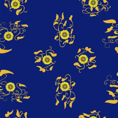Ayçiçeği çiçek kesintisiz mavi arka plan