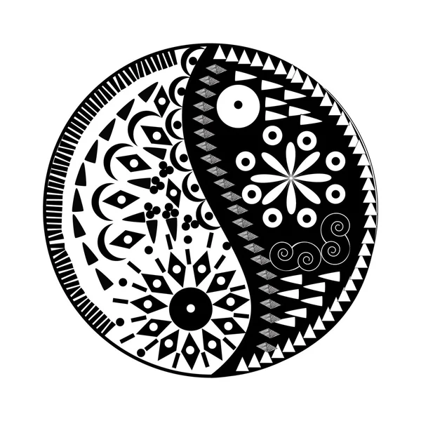 Yin Yang símbolo Floral símbolo — Vector de stock