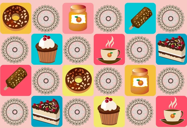 Contexte avec des gâteaux — Image vectorielle
