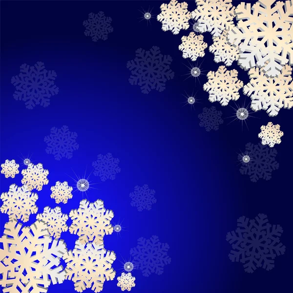 Fondo de invierno con copos de nieve — Vector de stock