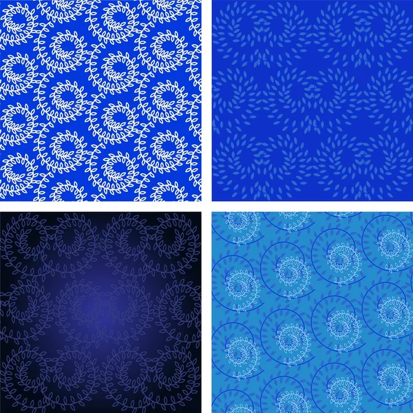 Set floral swirls pattern seamless jm blue background — Stock Vector