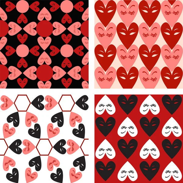 Seamless heart pattern set — Stok Vektör