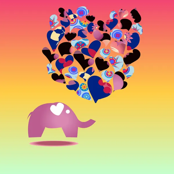 Modèle de carte de voeux avec éléphant — Image vectorielle
