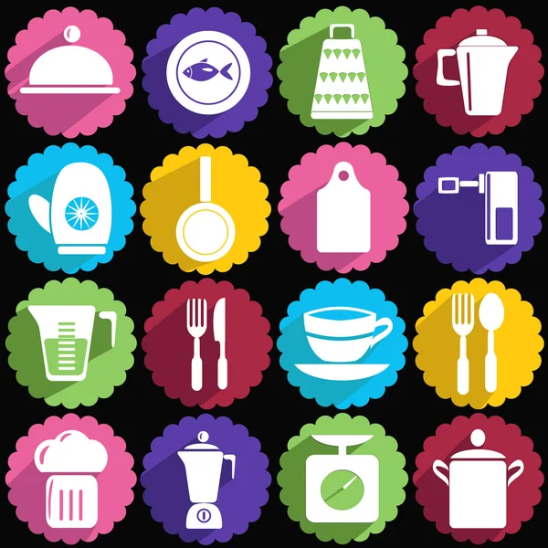 Ensemble icône de vaisselle de cuisine — Image vectorielle