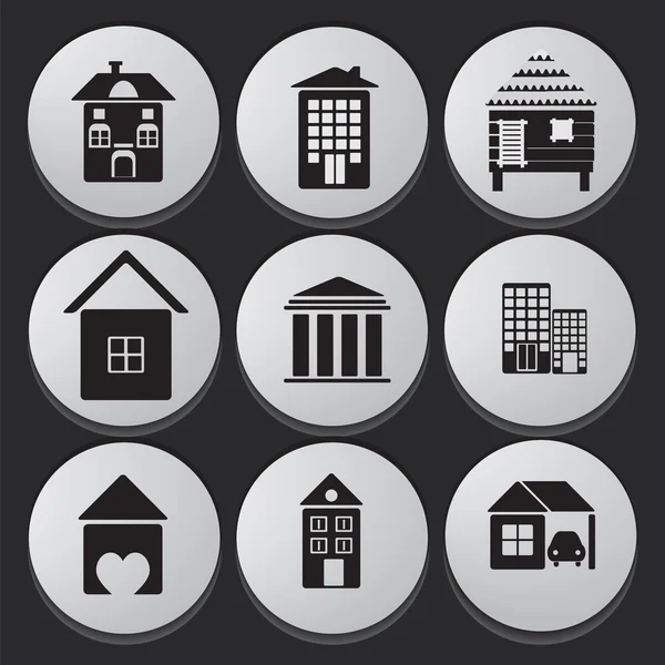 House and Building icon set — Stock Vector