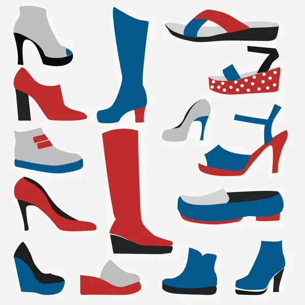 Icônes de couleur - Chaussures - Illustration — Image vectorielle