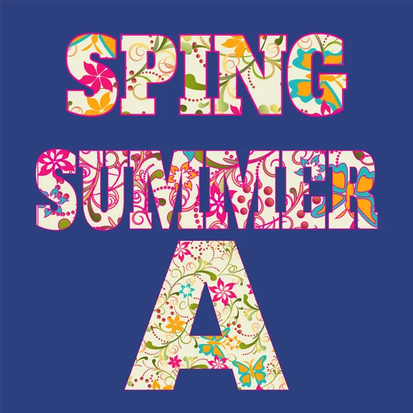 Frühling Alphabet blumiger Sommertext — Stockvektor
