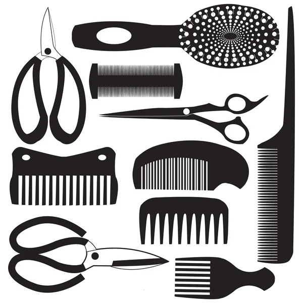 Haircutting platte ontwerp gereedschapspictogrammen — Stockvector