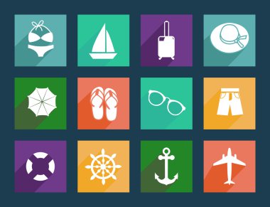 seyahat ve tatil vektör düz simgeler