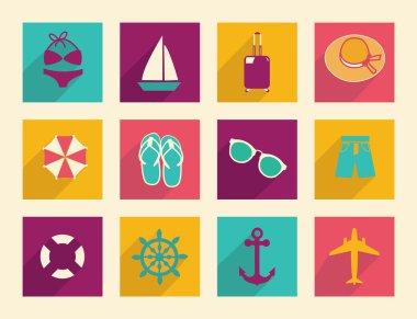 seyahat ve tatil vektör düz simgeler