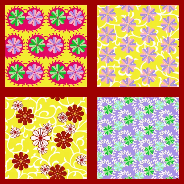 Establecer patrón floral sin costuras — Archivo Imágenes Vectoriales
