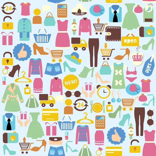 Vector background with  shopping icons — Stock Vector
