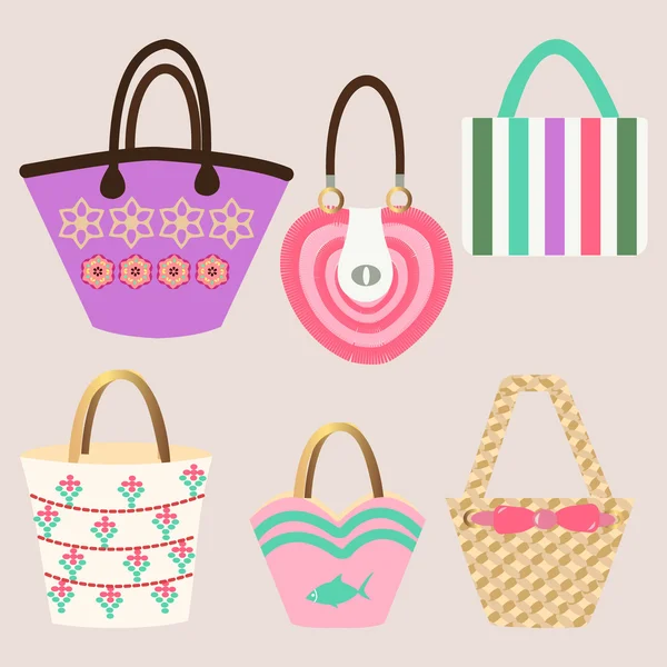 Set of Summer handbags - Illustration — Stock Vector