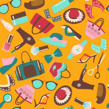 Dikişsiz desen renkli moda aksesuar arka plan 