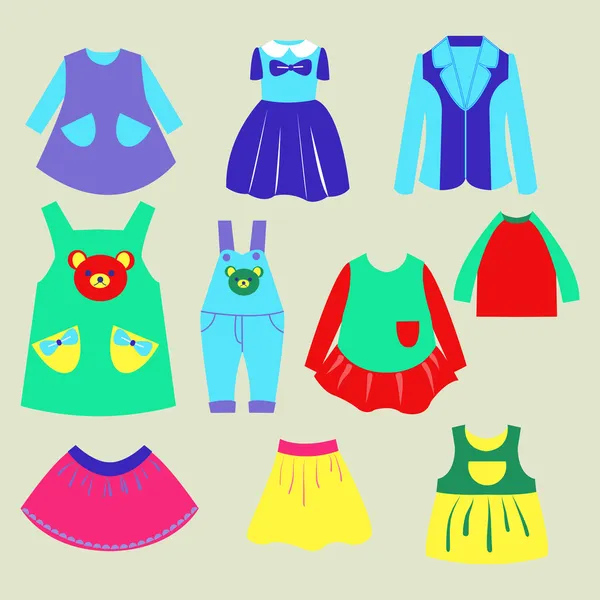 Колекція літнього дитячого одягу — стоковий вектор