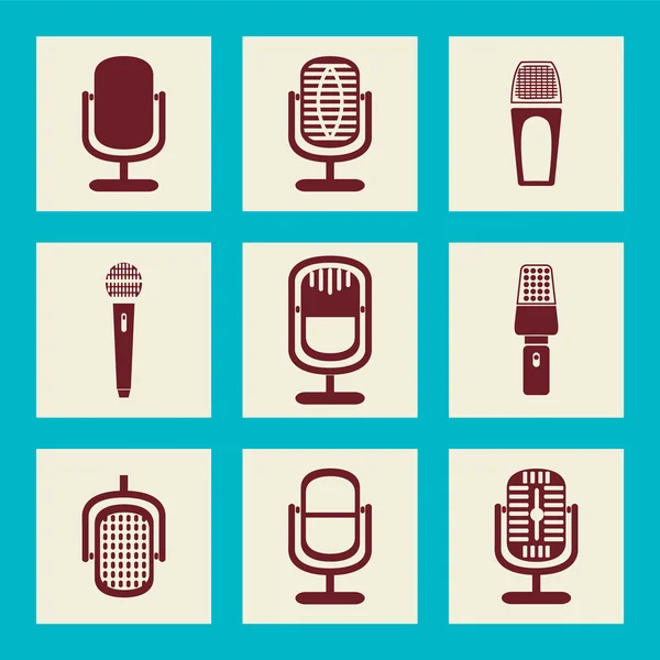 Collection of Microphone icons - Illustration — Stock Vector