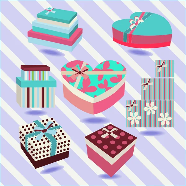 Set von bunten Vektor-Geschenkboxen - Illustration — Stockvektor