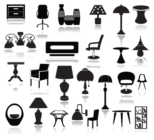 Interior Icons Set — Stock Vector