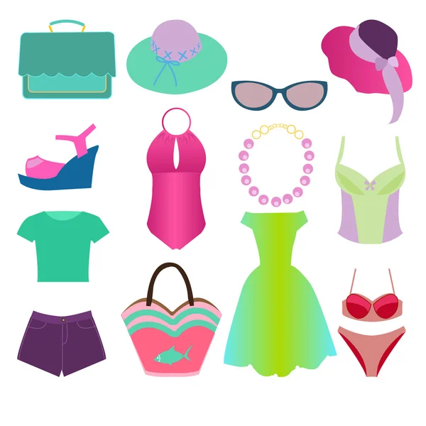 Collection of Summer Clothing fashion style - Illustration — Stock Vector