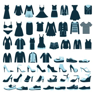 Men's and Women Clothes and shoes icons - Illustration  clipart