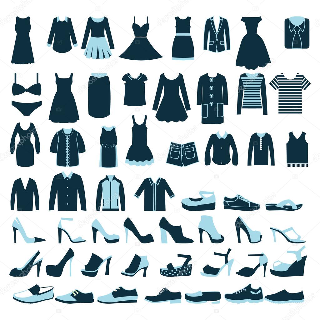 Men's and Women Clothes and shoes icons - Illustration 
