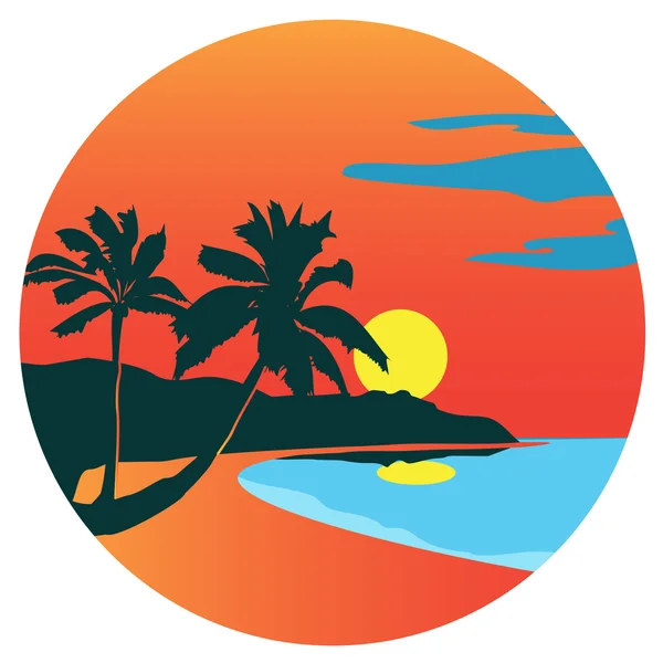 Palm trees, sea and sun on the Baisao beach — Stock Vector