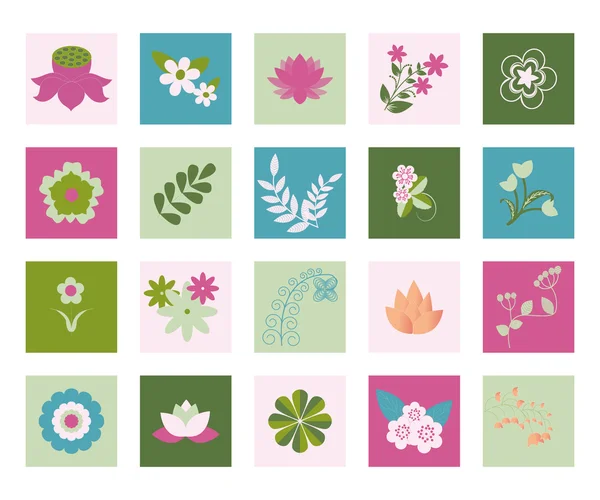 Flor Vector Símbolos icono conjunto-Ilustración — Archivo Imágenes Vectoriales