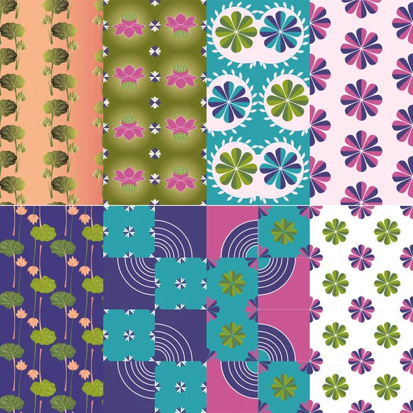 Setzen nahtlose florale Muster -Illustration — Stockvektor