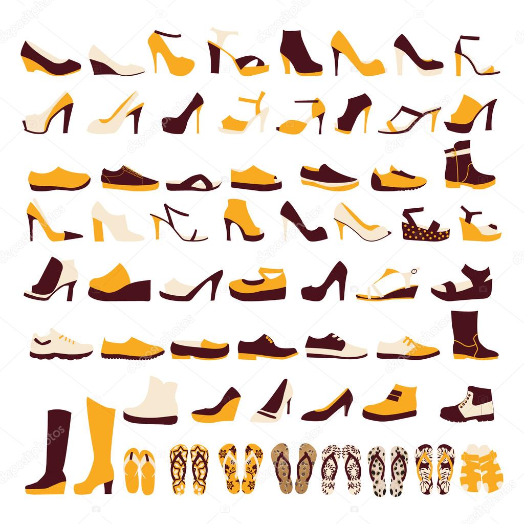 icon set of men's  and of women's shoes