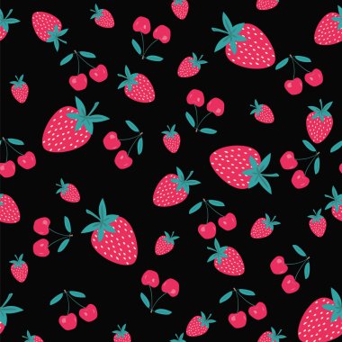 desen bir çilek ve vişne-illüstrasyon