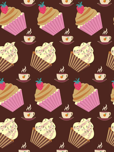 Modèle sans couture de cupcakes. — Image vectorielle