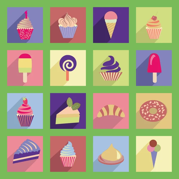 Ensemble d'icônes de dessert - Illustration — Image vectorielle