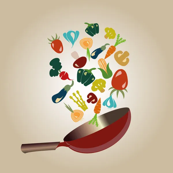 sebze ve kızartma-pan - illüstrasyon 