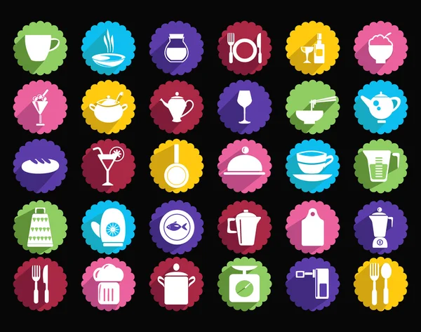 Todo para iconos de cocina conjunto de iconos de utensilios de cocina — Vector de stock