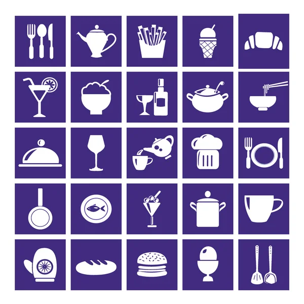 Restaurant en dineren pictogrammen — Stockvector