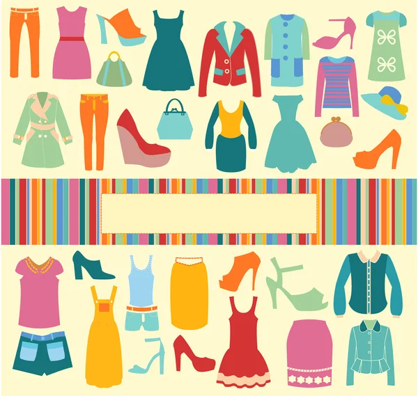 Fashion background vector icons set - Illustration — Stock Vector