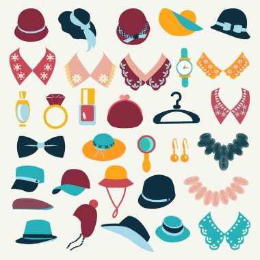 moda aksesuarları-illüstrasyon vektör Icon set