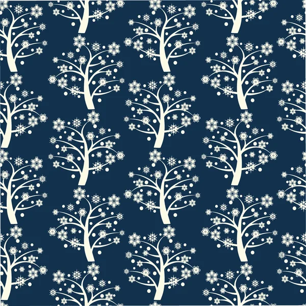 Seamless pattern with winter trees - Illustration — Stock Vector