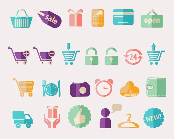 Shopping et vente icônes vectorielles sur fond blanc — Image vectorielle