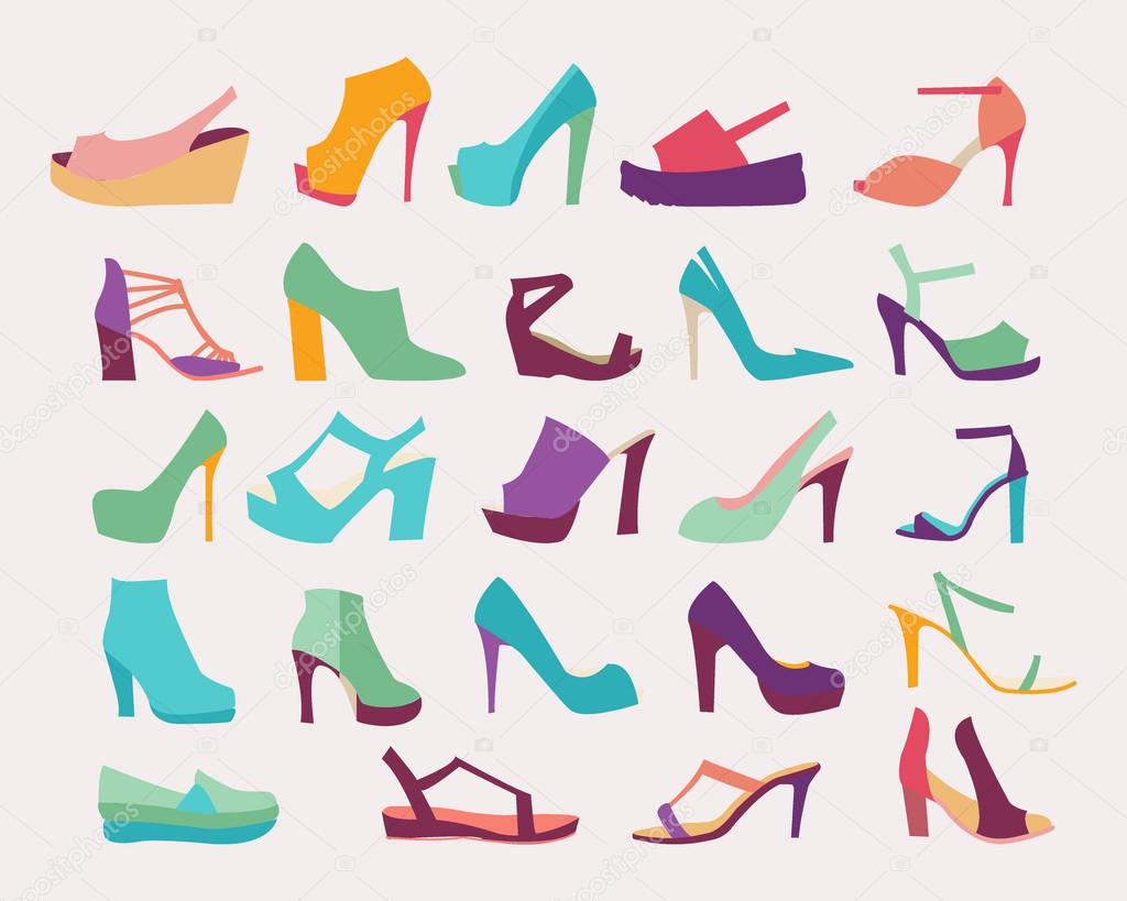 High Heels Women Shoes Set - Illustration 	
