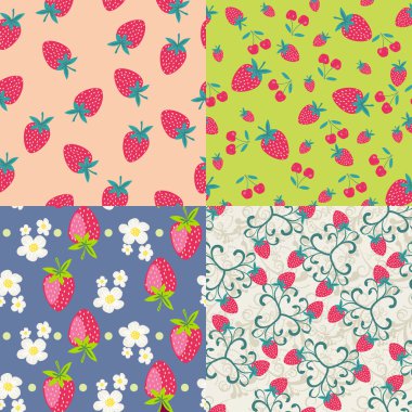 çilek - illüstrasyon ile ayarlama deseni 