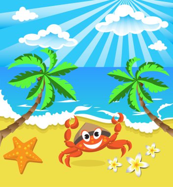 mutlu Yengeç şapkalı yıldız ve çiçeklerle, Güney Adası 