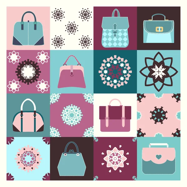 Background icons set of fashion bags - Illustration — Stock Vector