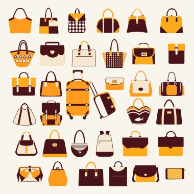 Torbalar ve çantalar - illüstrasyon Icons set