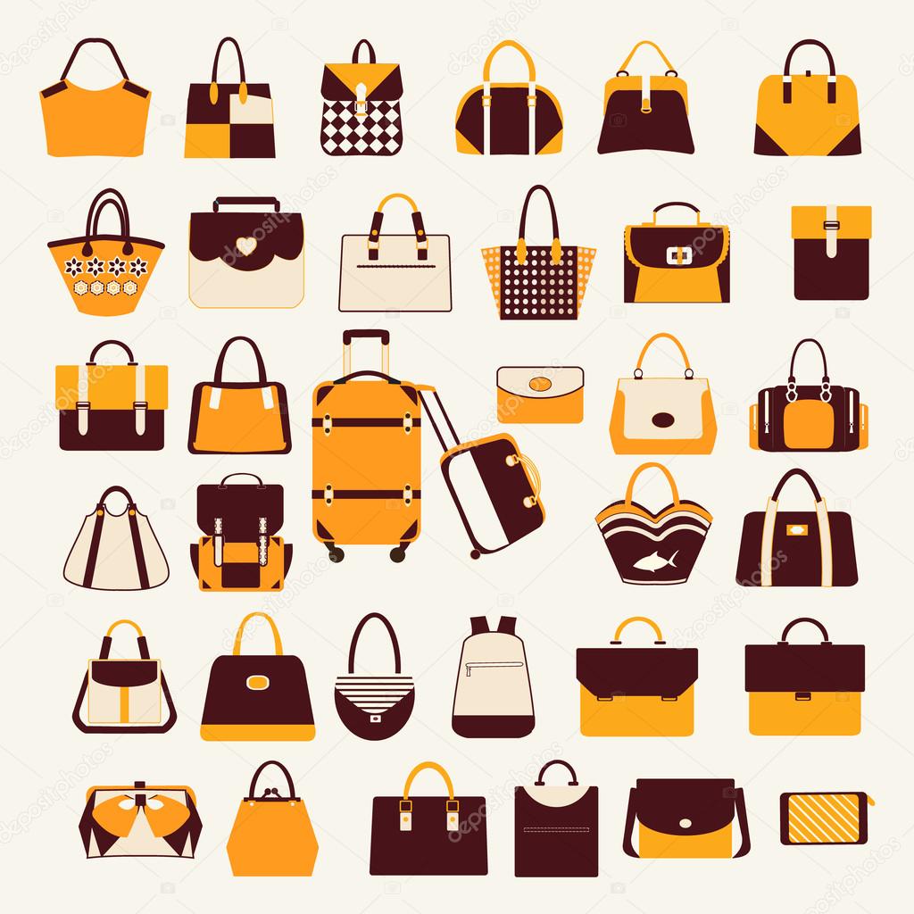 Set icons of  bags  and  handbags - Illustration
