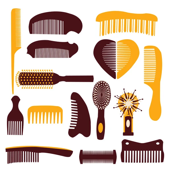Vector set of combs on a white background — Stock Vector