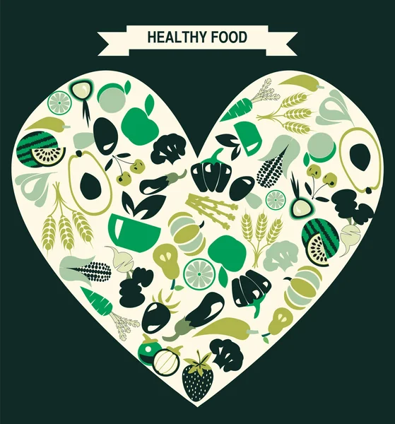 Набор значков здоровой пищи, Ресторанные иконки - Иллюстрация — стоковый вектор