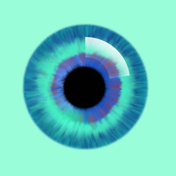 Illustration Human Blue Irish Eye Highlight Glossy Eye Ball — Stock Photo, Image